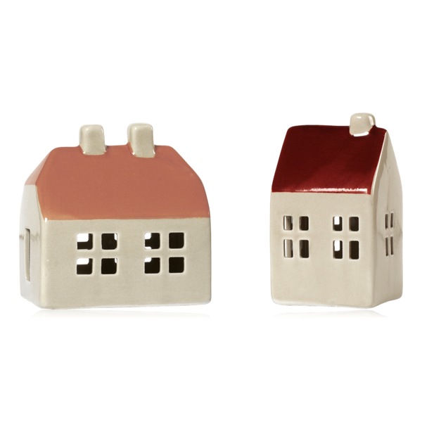 Broste Ceramic Bo Ornaments Nut Brown & Paprika Set of 2