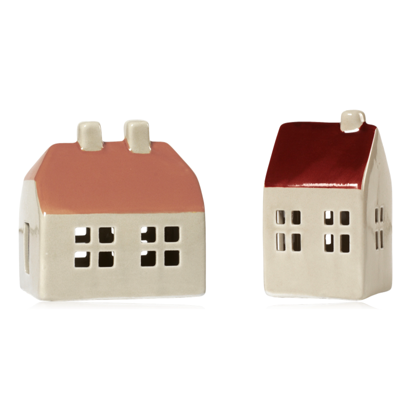 Broste Ceramic Bo Ornaments Nut Brown & Paprika Set of 2