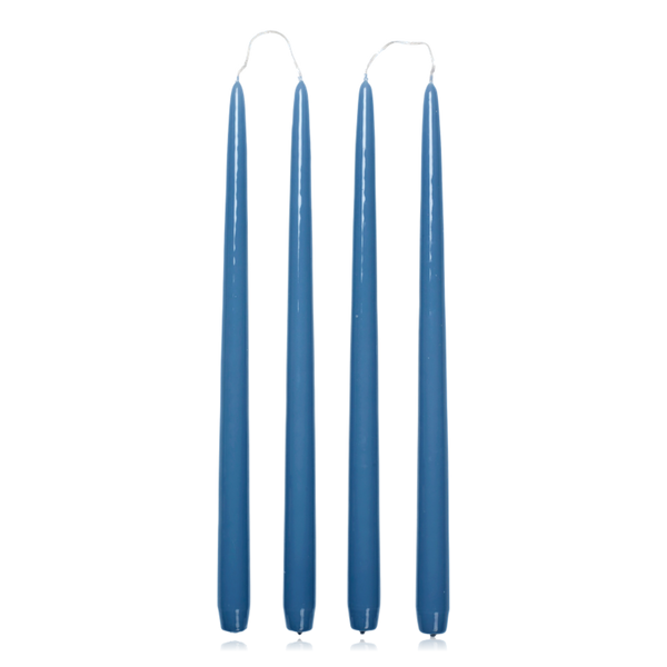 Broste Glossy Tapered Candles Nordic Blue Set of 4