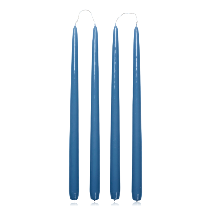 Broste Glossy Tapered Candles Nordic Blue Set of 4