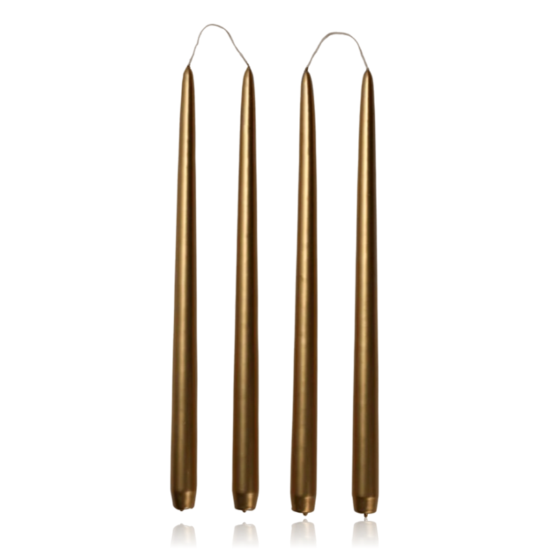 Broste Smooth Taper Candle Set of 4 Gold