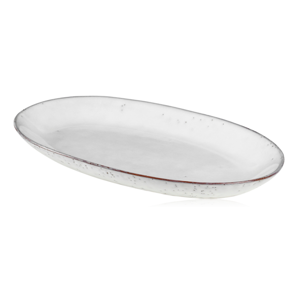 Broste Nordic Sand Stoneware Oval Serving Plate