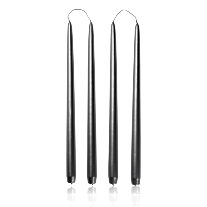 Broste Smooth Taper Candle Set of 4 Silver