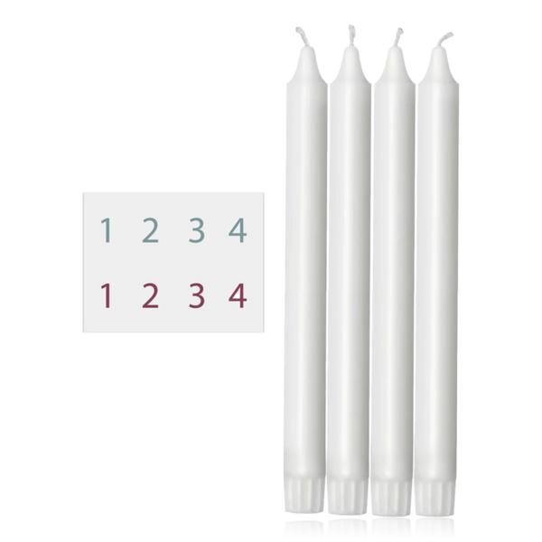 Dottir Winter Stories Set of 4 Advent Candles With Transfers 2.2 x 24cm