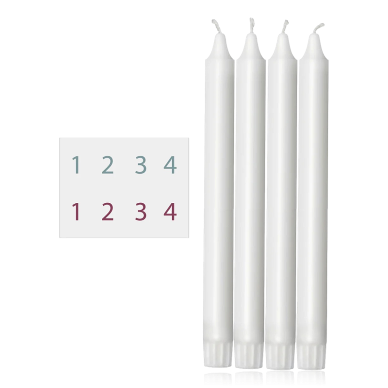 Dottir Winter Stories Set of 4 Advent Candles With Transfers 2.2 x 24cm