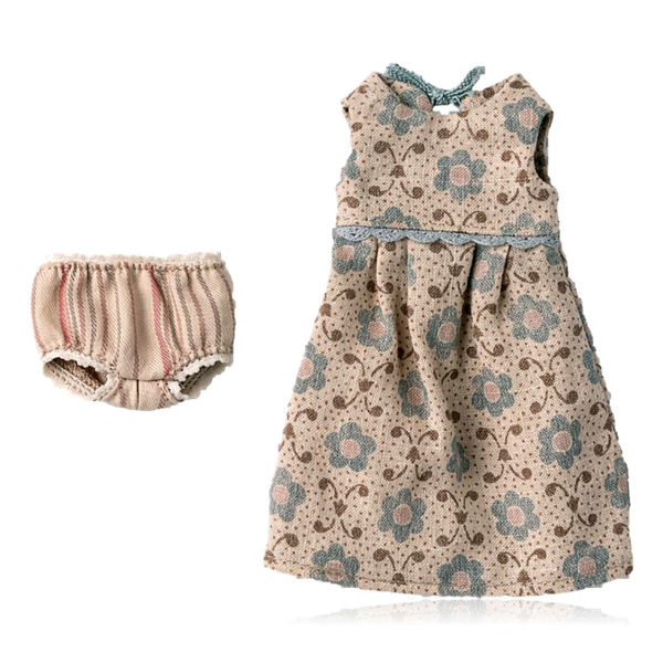 Maileg Bunny in Brown Floral Dress Size 2