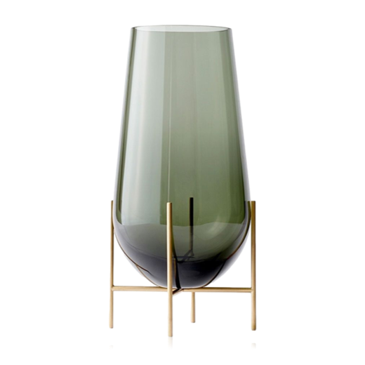 Menu Échasse Vase Smoke and Brushed Brass Small