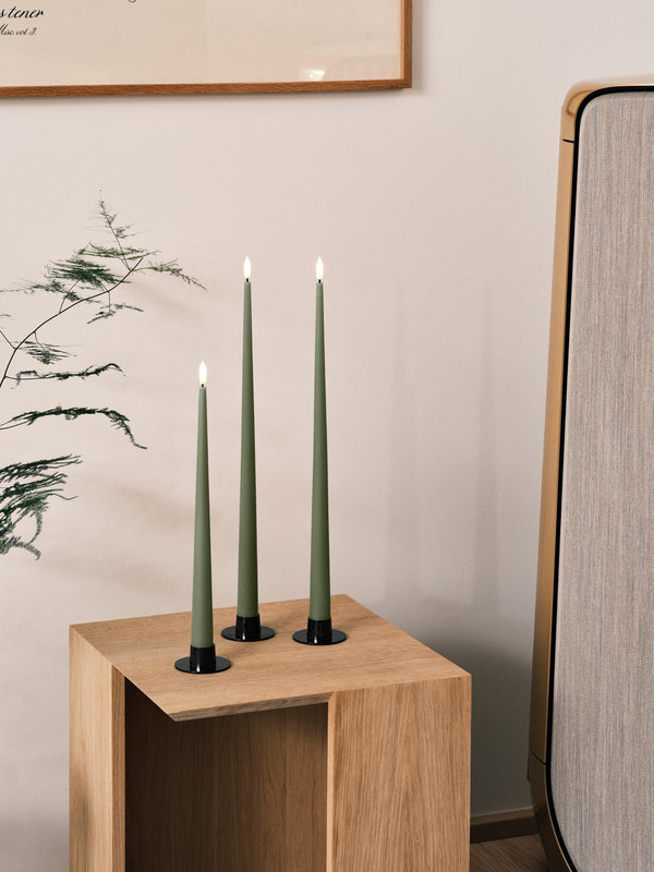 Ester & Erik Taper Candle 32cm Green Soil Set of 2