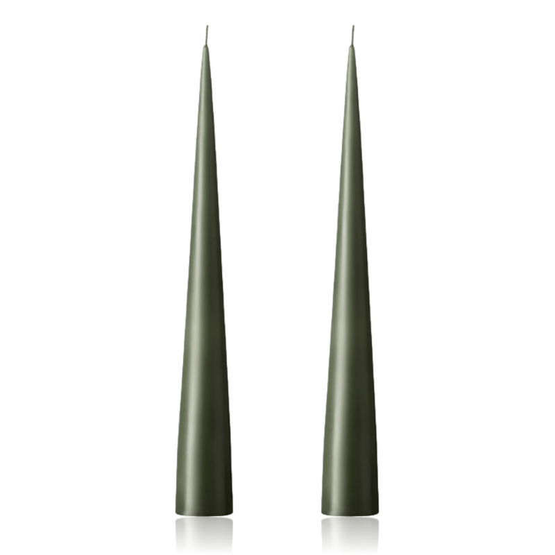 Ester & Erik Cone Candles 25cm Green Soil Set of 2