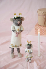 Gry & Sif Grey Hanging Felt Girl Mouse Saint Lucia Small