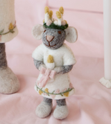 Gry & Sif Grey Hanging Felt Girl Mouse Saint Lucia Small
