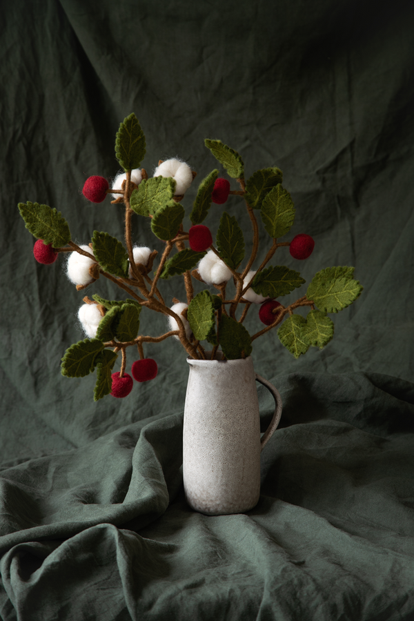 Gry & Sif Felt Branch With Dark Red Apples