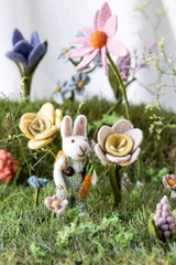 Gry & Sif Hanging Felt Boy Bunny Decoration With Carrot & Backpack