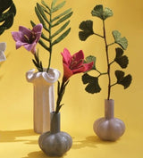 felt gingko biloba branch green with mixed felt flowers by Gry & Sif in display with vases detail
