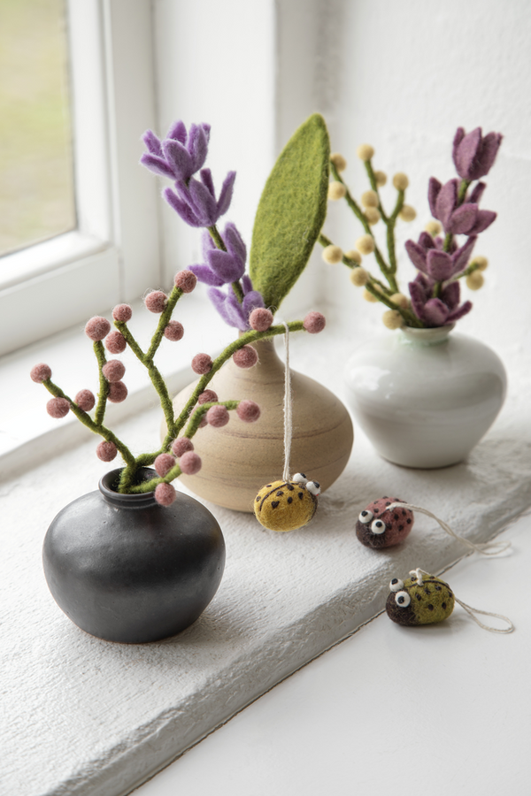 Gry & Sif Mini Felt Branch With Pink Berries