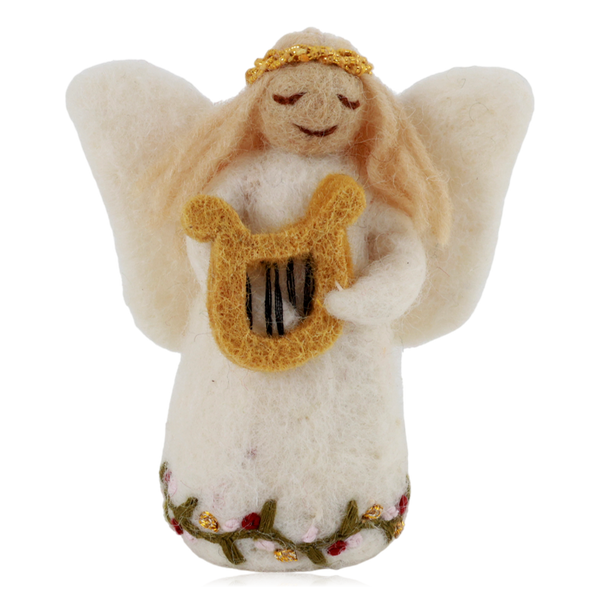 Gry & Sif Hanging Felt Angel Decoration With Harp
