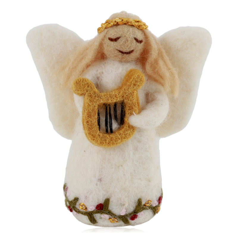 Gry & Sif Hanging Felt Angel Decoration With Harp