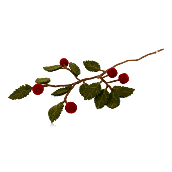 Gry & Sif Felt Branch With Dark Red Apples