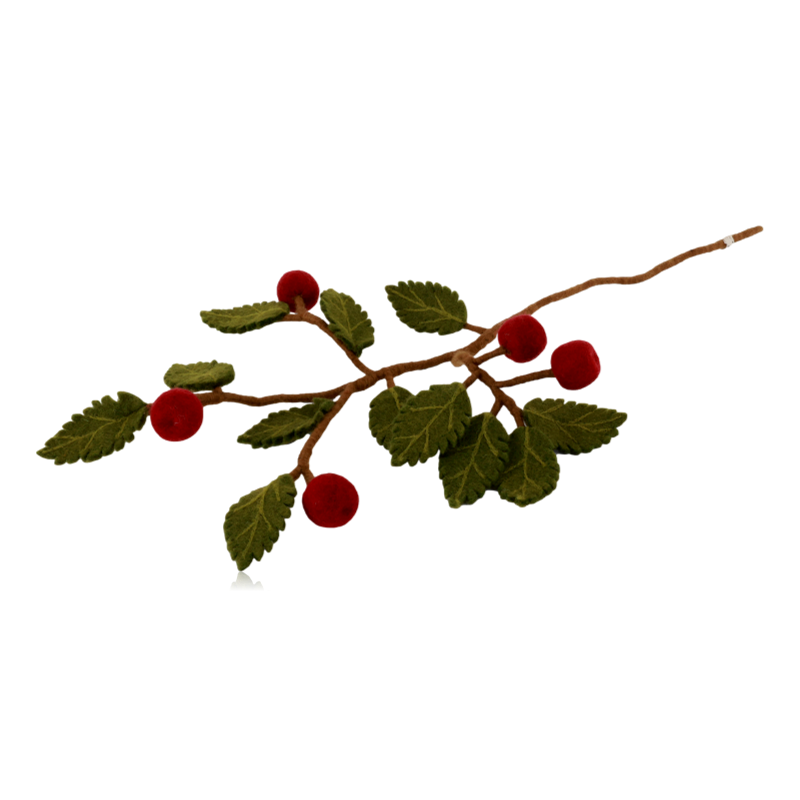 Gry & Sif Felt Branch With Dark Red Apples