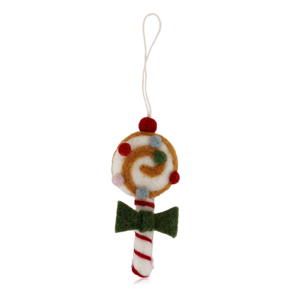 Gry & Sif Hanging Felt Candy Decoration Green Bow