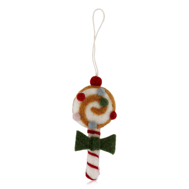 Gry & Sif Hanging Felt Candy Decoration Green Bow