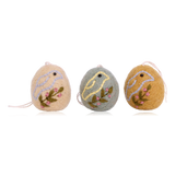 Gry & Sif Set of 3 Felt Eggs With Flower Embroidery