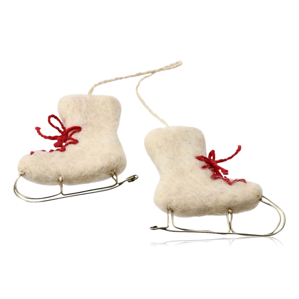 Gry & Sif Hanging Felt Ice Skates White