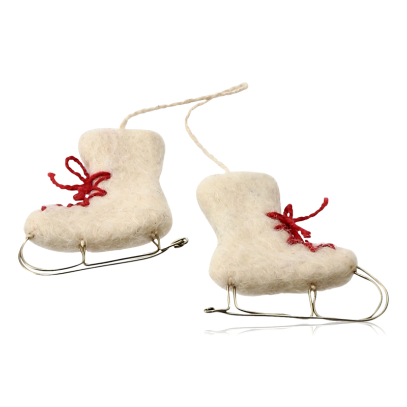 Gry & Sif Hanging Felt Ice Skates White