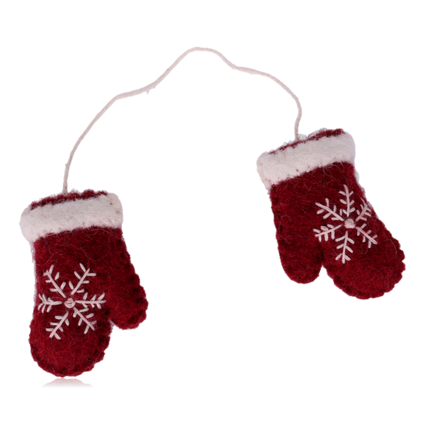 Gry & Sif Felt Mitten Decorations Red