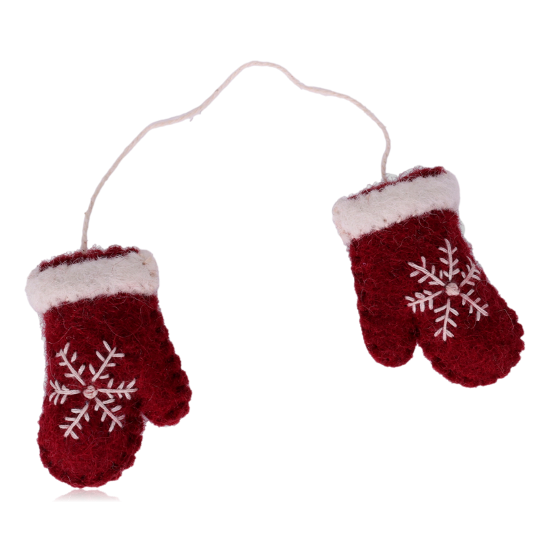 Gry & Sif Felt Mitten Decorations Red