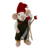 Gry & Sif Felt Boy Mouse With Skis
