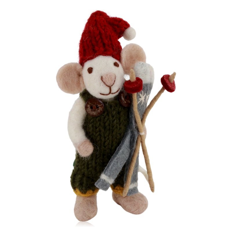 Gry & Sif Felt Boy Mouse With Skis