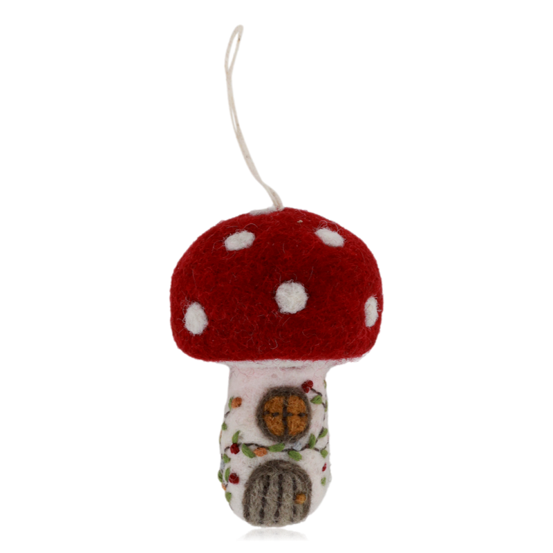 Gry & Sif Hanging Felt Mushroom House Small