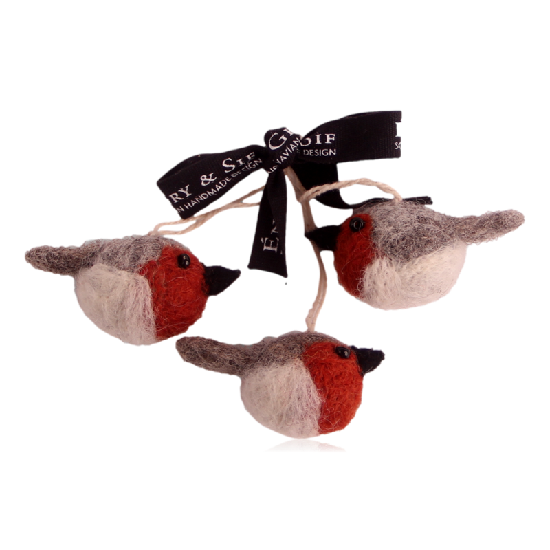 Gry & Sif Mini Felt Robins Set of 3
