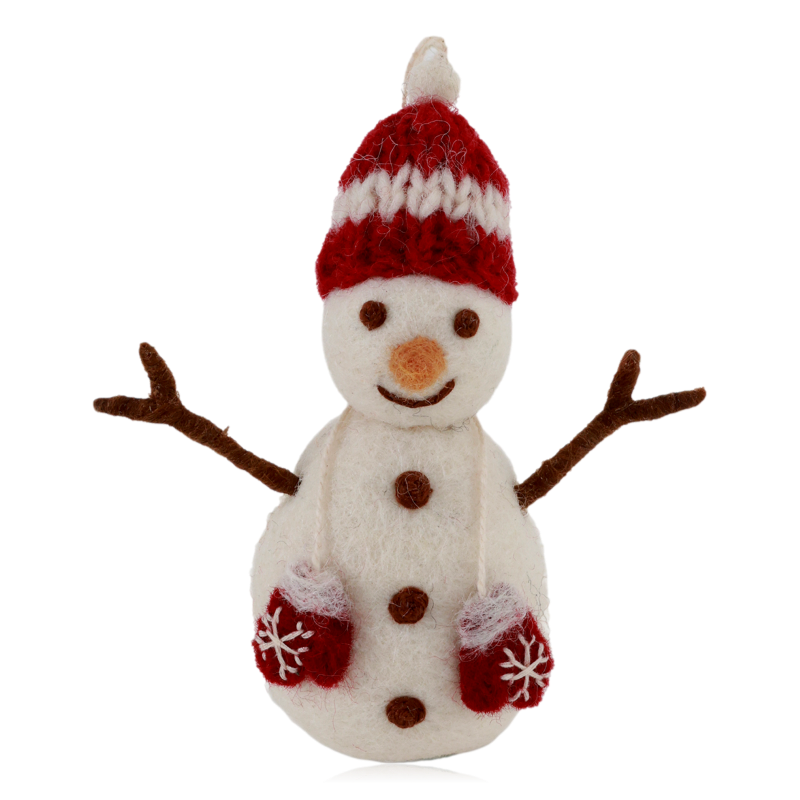 Gry & Sif Hanging Felt Snowman Decoration With Mittens