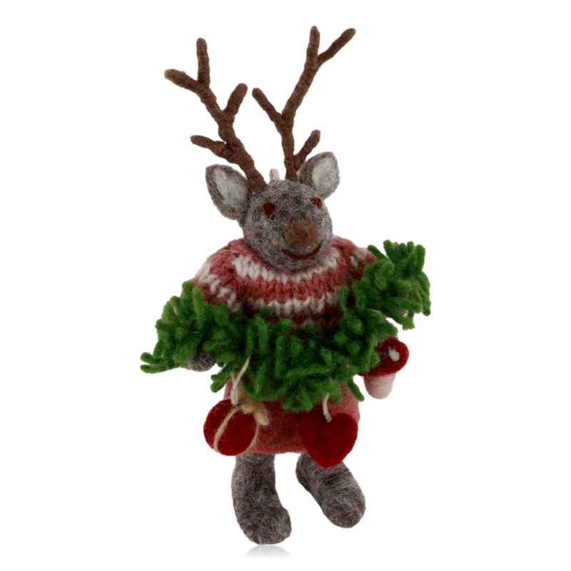 Gry & Sif Felt Girl Deer With Garland