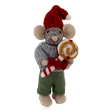 Gry & Sif Felt Mouse Boy Decoration With Candy
