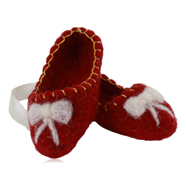 Gry & Sif Hanging Felt Ballet Shoe Decoration Red