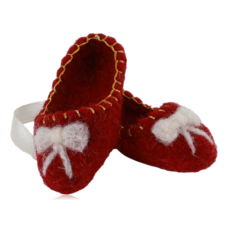 Gry & Sif Hanging Felt Ballet Shoe Decoration Red