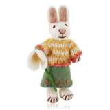 Gry & Sif Hanging Felt Girl Bunny With Snowdrop