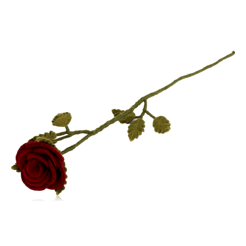 Gry & Sif Felt Rose Long Red