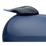 detail of blue glass kuulas bird on white background by Oiva Toikka for Iittala Finland