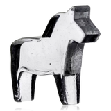 Clear glass horse by Kosta Boda standing with white background