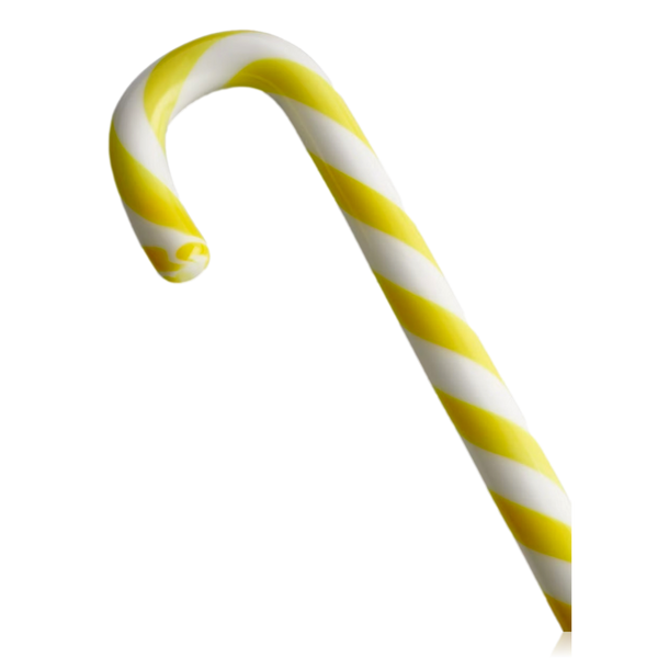 Kosta Boda Polka Candy Cane Decoration Yellow & White