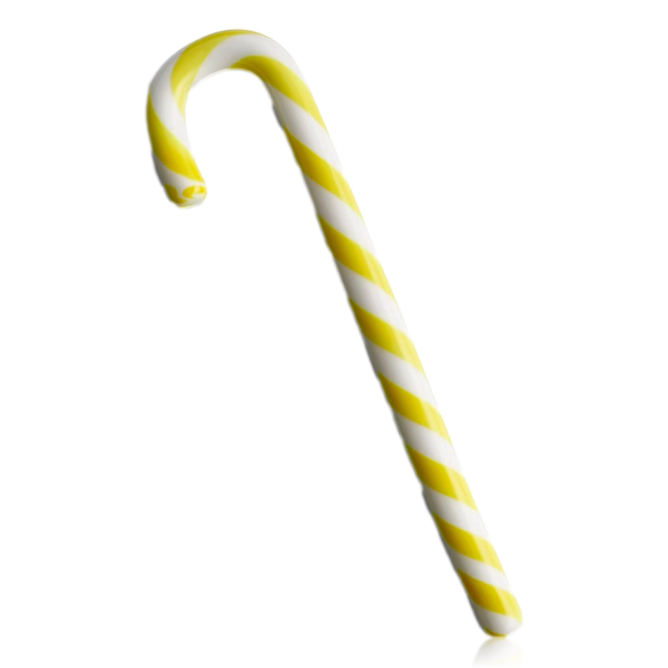 Kosta Boda Polka Candy Cane Decoration Yellow & White