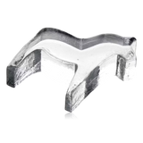 clear glass 20cm horse lying on its side with a white background