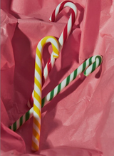 Kosta Boda Polka Candy Cane Decoration Yellow & White