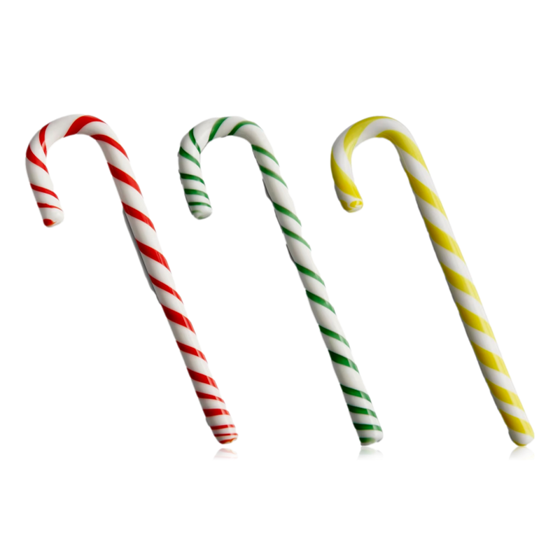 Kosta Boda Polka Candy Cane Decoration Yellow & White