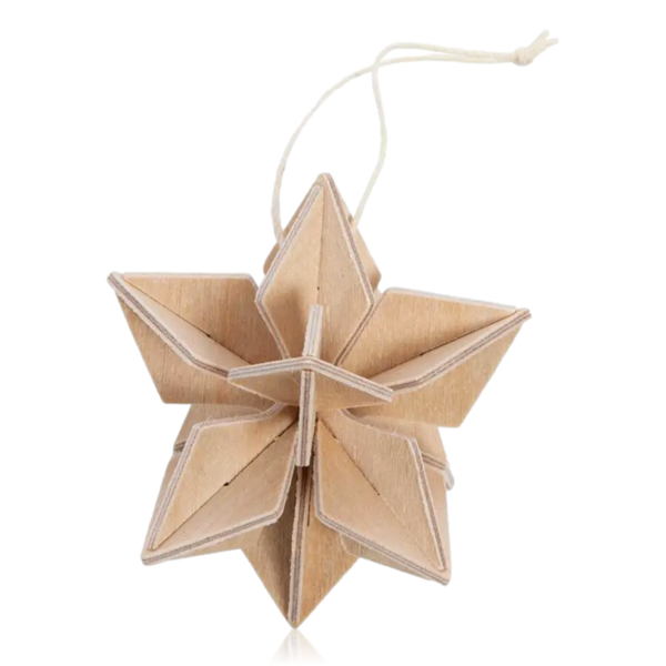 Lovi 5cm Hanging Stars Natural Wood Set of 6