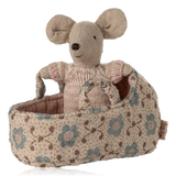 Maileg Baby Mouse in Carrycot Rose